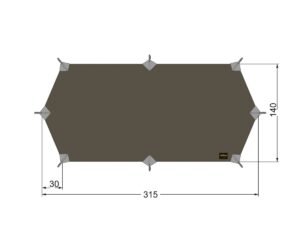 TARP WING 1LT - Toile Tatonka en polyamide/silicone - 315 x 140 cm - Vert SGO