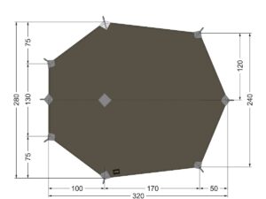 TARP WING 3LT - Toile Tatonka en polyamide/silicone - 320 x 280 cm - Vert SGO