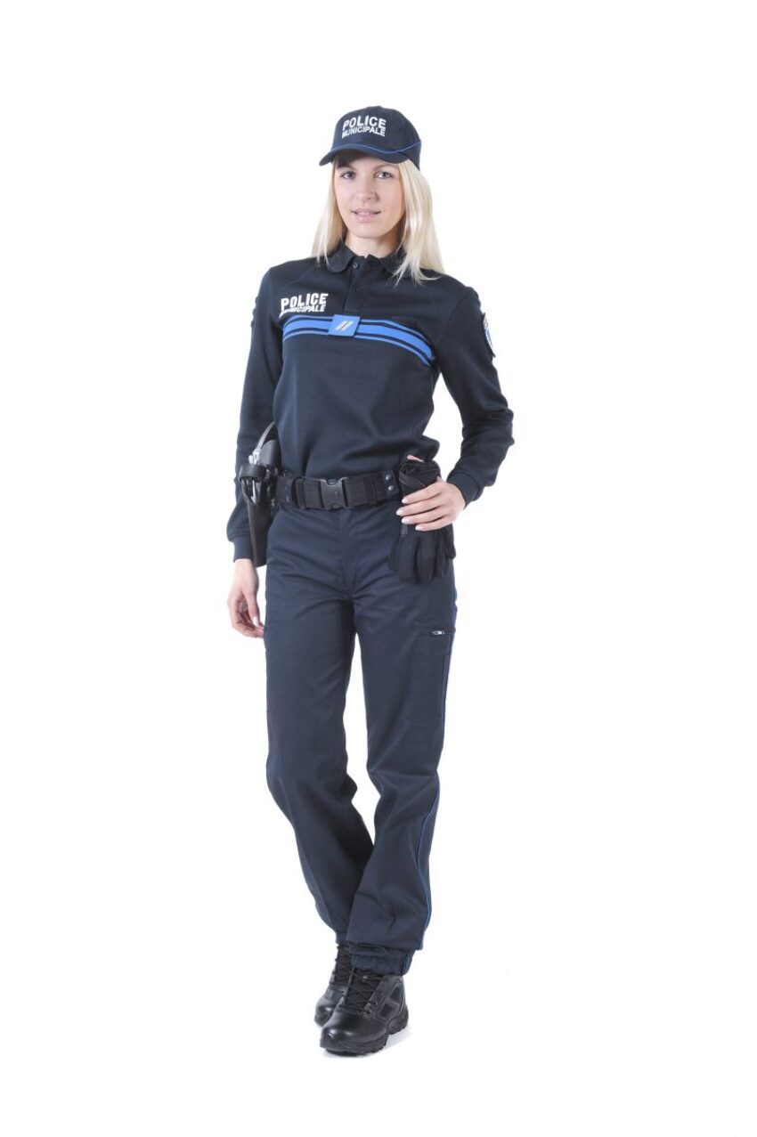 Polo bleu Police Municipale 50/50 manches longues - Vue principale