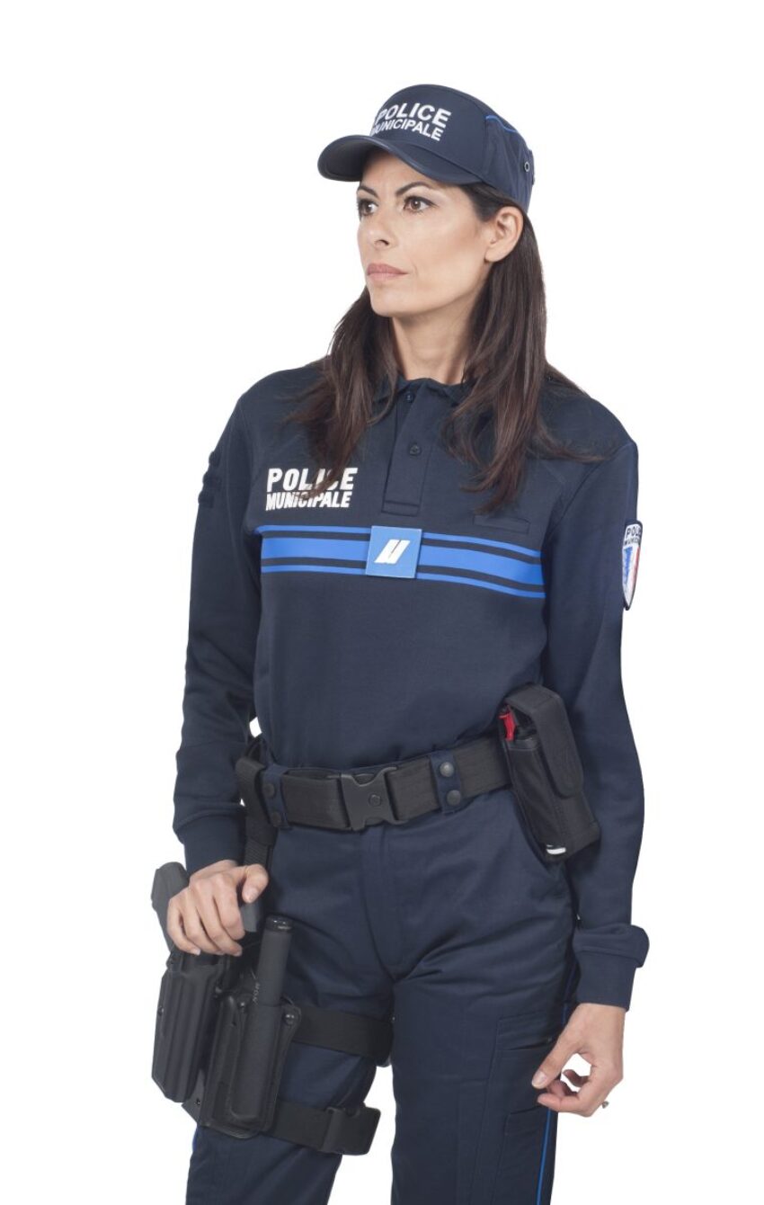Polo bleu Police Municipale manches longues maille DSW - Vue principale
