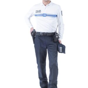 Polo blanc Police Municipale 50/50 manches longues