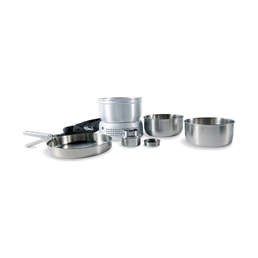 MULTI SET + A BURNER – Grand set de cuisine Tatonka avec support de cuisson – Acier inox - Vue principale