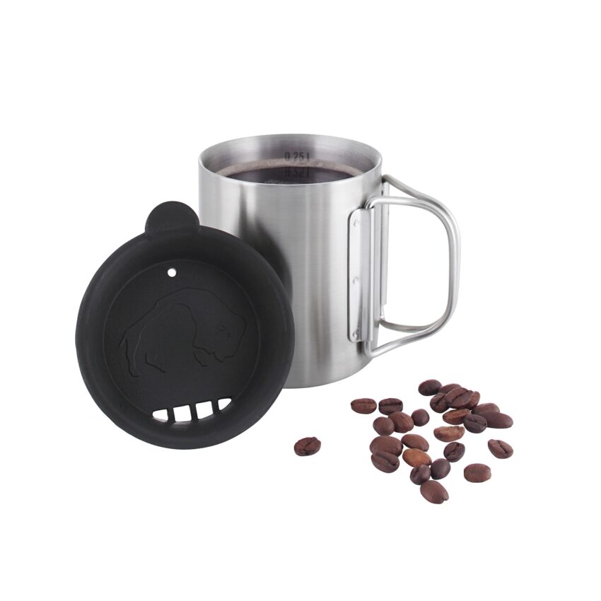 THERMOS250 – Tasse Thermos Tatonka graduée avec poignée pliante et couvercle – 250ml – Acier inox - Vue principale