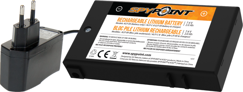 Bloc pile Rechargeable au lithium et Chargeur Spypoint - Vue principale