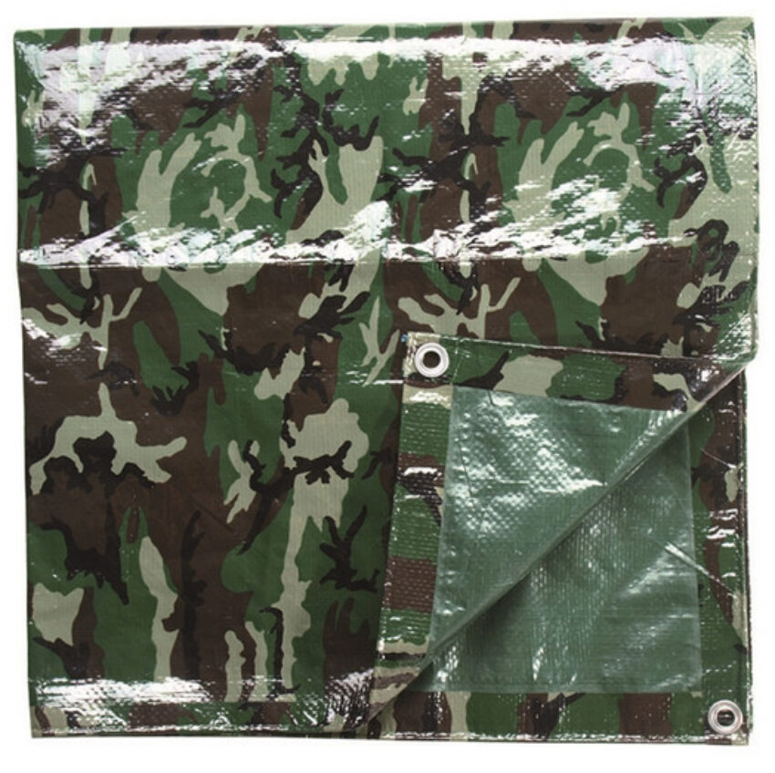 Bâche agricole camouflage Woodland 1.9×3 m avec oeillets - Vue principale