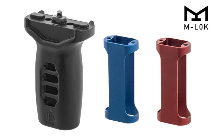 Grip Super slim M-LOK avec inserts rouge et bleu - Vue principale