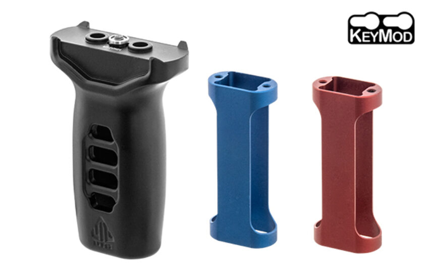 Grip Super slim Keymod avec inserts rouge et bleu - Vue principale