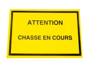 Attention chasse en cours Jaune 600 x 400