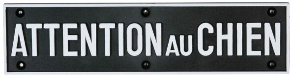 Attention au chien dim 24 x 6 cm Noir