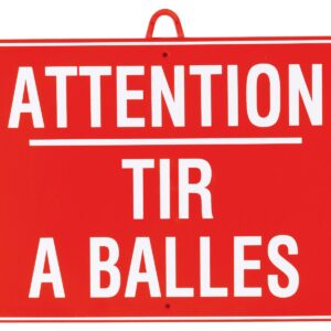 ATTENTION TIR BALLES DIM 28 X 20 CM, ROUGE