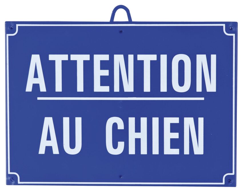 Attention au chien dim 28 x 20 cm, Bleu - Vue principale