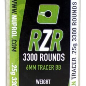 NUPROL - Billes Airsoft 6mm RZR 0.25g bouteilles 3500 bbs TRACER vertes - airsoft - billes, gaz & co2
