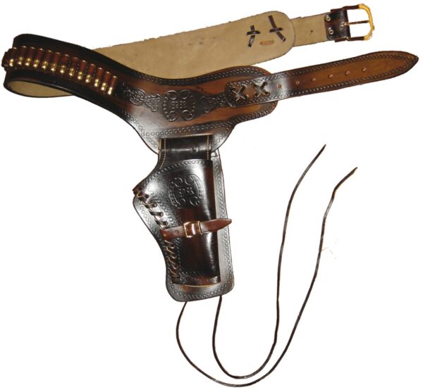 Ceinturon brun pour 1 ou 2 revolvers Western – Image 2