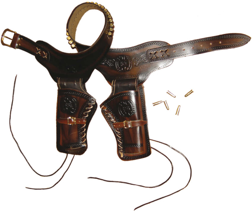 Ceinturon brun pour 1 ou 2 revolvers Western - Vue principale