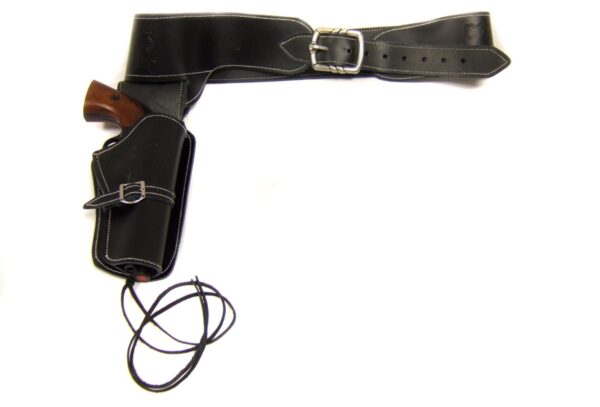 Ceinturon noir pour 1 ou 2 revolvers Western – Image 2