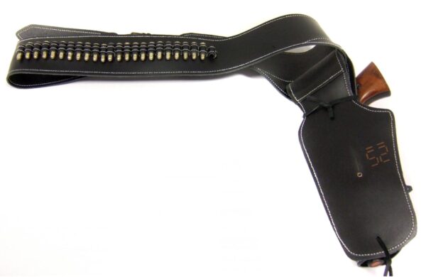 Ceinturon noir pour 1 ou 2 revolvers Western – Image 5