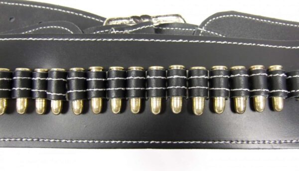 Ceinturon noir pour 1 ou 2 revolvers Western – Image 7