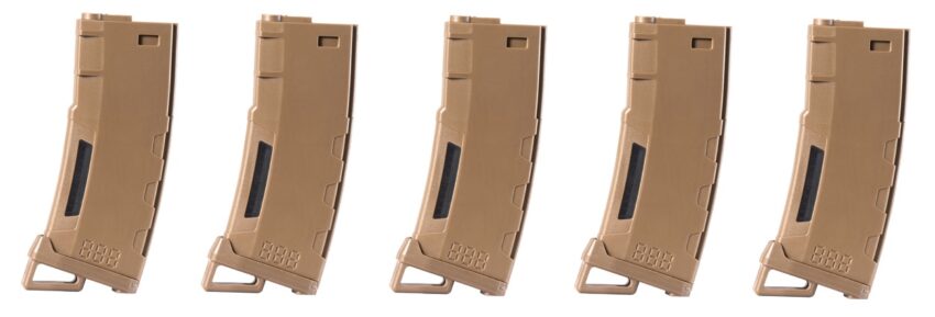 Pack de 5 chargeurs Mid-cap Speed 130 billes pour M4 AEG Tan - Vue principale