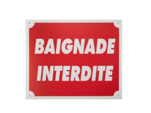 Panneau baignade interdite dim 25 x 30 cm alu