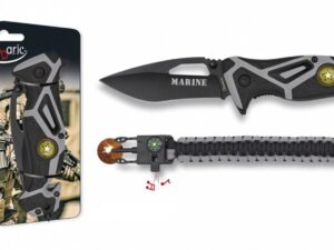 Couteau pliant FOS MARINE + bracelet de survie Paracorde