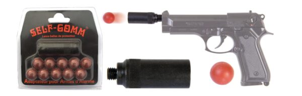 Adaptateur pour armes d'alarme + 10 projectiles Self Gomm calibre 18 mm – Image 5