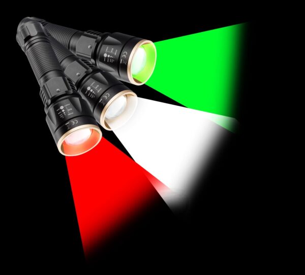 Lampe Tactique rechargeable NUM'AXES 3 Led Blanche-Rouge-Verte – Image 4