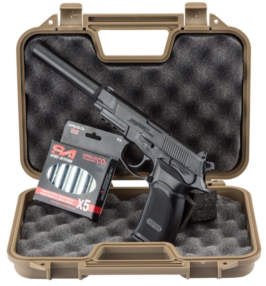 Pack airsoft Bersa Thunder 9 CO2 + mallette + 5 cartouches de CO2 + silencieux - Vue principale