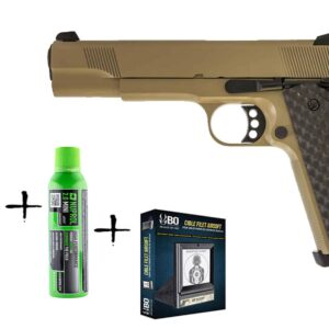 Pack de Noel réplique GBB Raven 1911 MEU Tan 1J + billes + cible + gaz - airsoft - répliques de poing