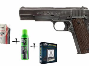 Pack de Noel réplique GBB AWC 1911 Molon Labe 1J + billes + cible + gaz