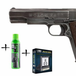 Raven - Pack de Noel réplique GBB AWC 1911 Molon Labe 1J + billes + cible + gaz - airsoft - répliques de poing