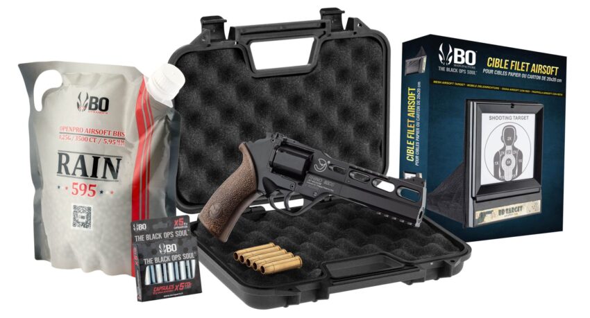 Pack Airsoft revolver CO2 CHIAPPA RHINO 60DS + Co2 + billes + cible + mallette - Vue principale