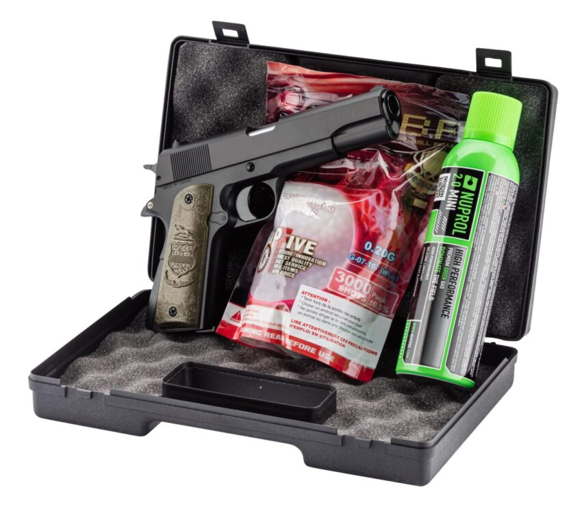 Pack GNB Gaz 1911 Eagle noir 0,5J + mallette + billes + gaz - Vue principale