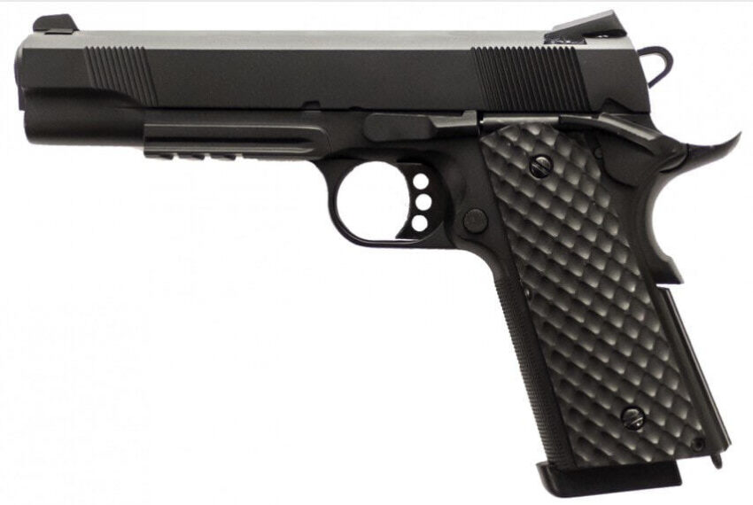 Réplique GBB 1911 MEU Rail Raven full metal gaz noir 1,0J - Vue principale