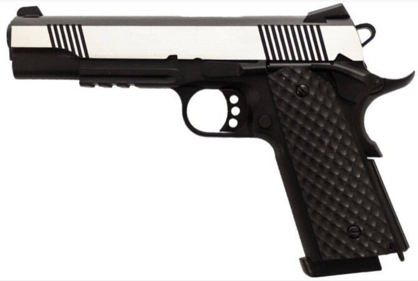 Réplique GBB 1911 MEU Rail Raven full metal gaz noir silver 1,0J - Vue principale