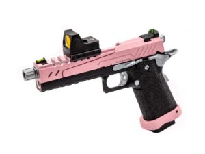 Réplique GBB gaz Hi-Capa 5.1 SPLIT Pink / Noir / Chrome 1,0J + point rouge BDS