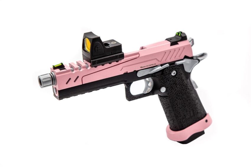 Réplique GBB gaz Hi-Capa 5.1 SPLIT Pink / Noir / Chrome 1,0J + point rouge BDS - Vue principale
