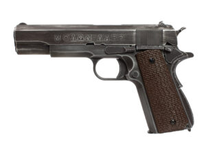 Réplique airsoft 1911 Molon Labe Grip marron gaz GBB