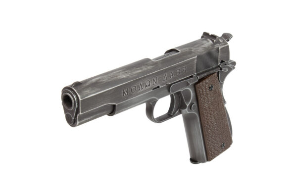 Réplique airsoft 1911 Molon Labe Grip marron gaz GBB – Image 4