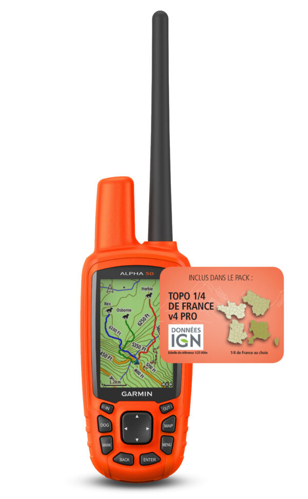 GPS portable orange avec carte topo France.