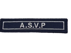 Barrette A.S.V.P brodée sur velcro