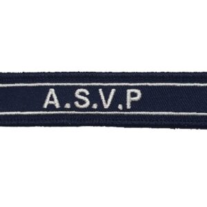Barrette A.S.V.P brodée sur velcro