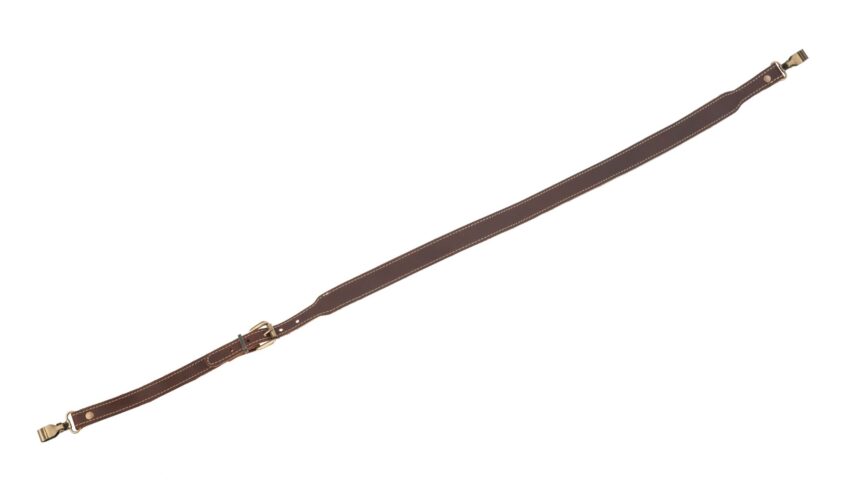 Bretelle plate pour Fusil avec croute grasse piquée – largeur de 25mm – avec mousquetons - Vue principale