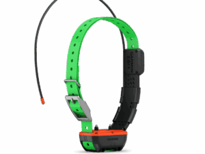 alt="Collier GPS Garmin Alpha TT 25F avec sangle verte et boîtier orange"