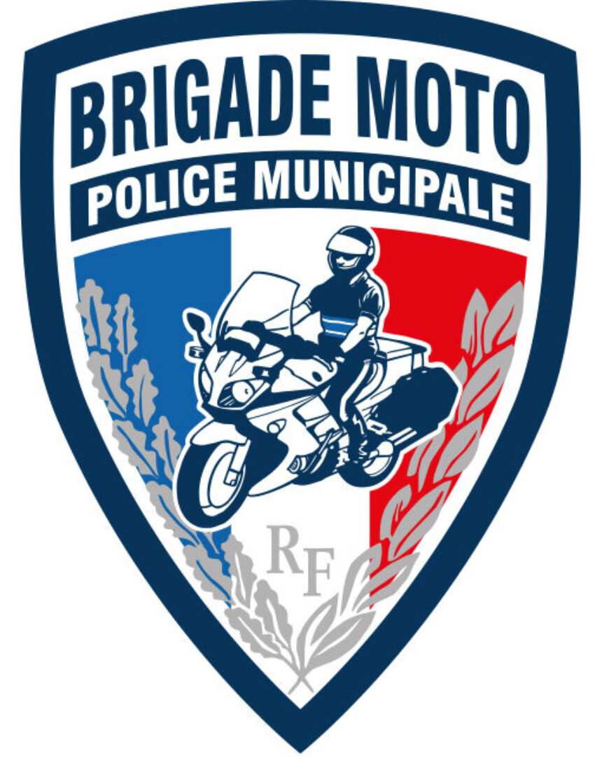 Ecusson plastifie relief brigade moto sur velcro - Vue principale