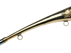 Corne d'appel laiton de 30 cm décor sanglier.