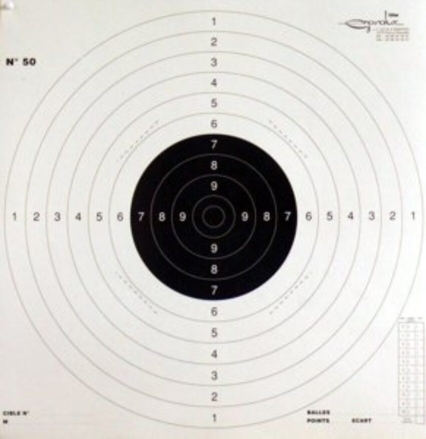 Cible papier gravolux Pistolet 25/50 mètres – format 52×52 cm – par 100 - Vue principale