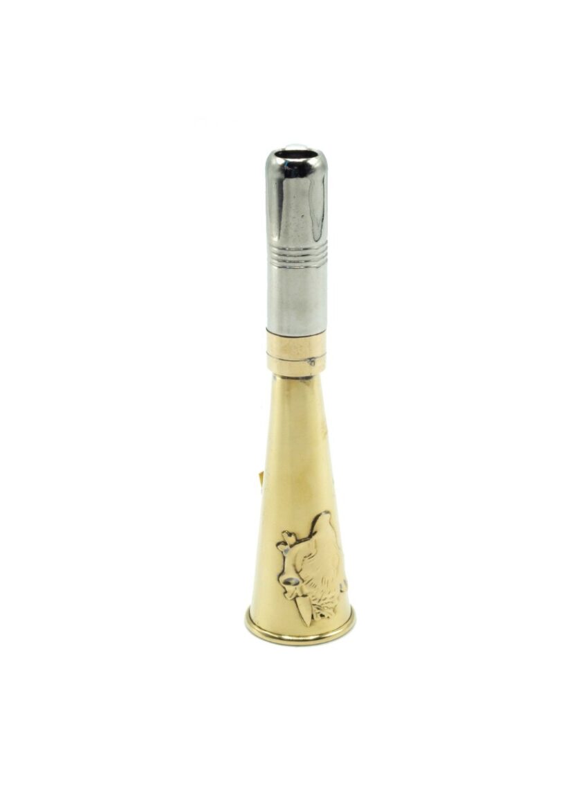 Corne d’appel en laiton Januel avec décor sanglier – 12 cm - Vue principale