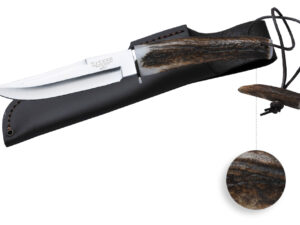 Couteau de chasse à manche en bois de cerf et lame de 14 cm