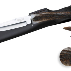 Couteau de chasse à manche en bois de cerf et lame de 14 cm