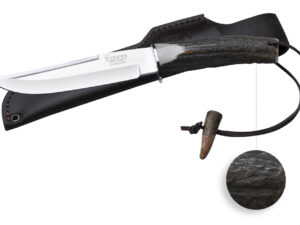 Couteau de chasse à manche en bois de cerf et lame de 16 cm